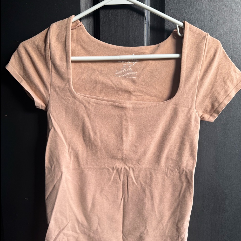 Free People Pink Square Neck Cap Sleeve Blouse